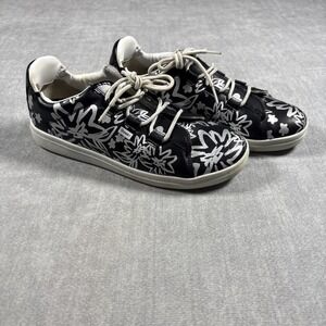 Goats Womens 8 Sneakers Black Silver Sharpie Floral Low Top Shoes